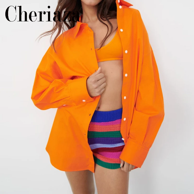 2022New Spring Autumn Orange Loose Single-breasted Poplin Shirt Leisure Lapel Long sleeves Asymmetrical hemTexture Tops Female
2022New Spring Autumn Orange Loose Single-breasted Poplin Shirt Leisure Lapel Long sleeves Asymmetrical hemTexture Tops Female