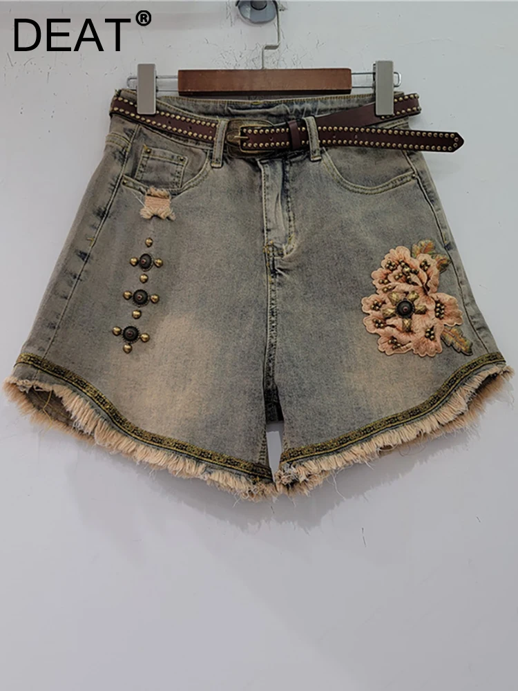 DEAT Women's Denim Shorts High Waist Embroidery Flowers Rivet Burrs Belt Wide Leg Short Pants 2023 Summer New Fashion 29L1748
DEAT Women's Denim Shorts High Waist Embroidery Flowers Rivet Burrs Belt Wide Leg Short Pants 2023 Summer New Fashion 29L1748