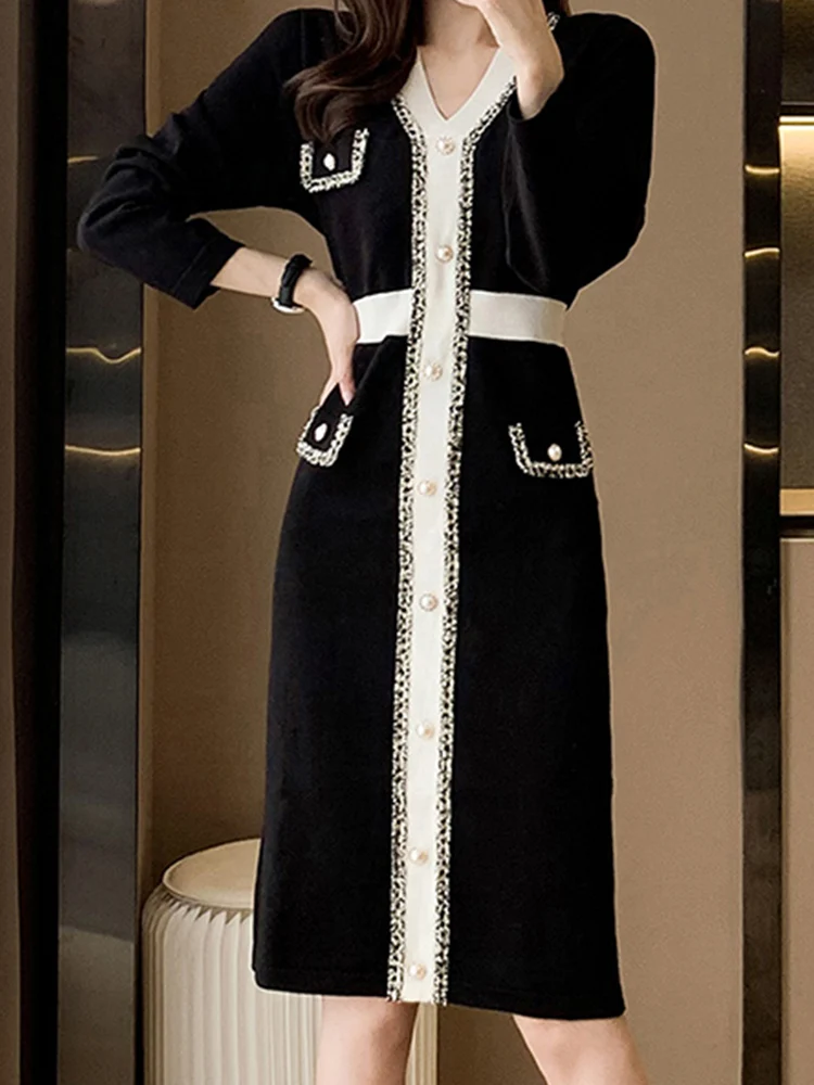 Elegant Knitted Skirt V -Neck Long -Sleeved Knitted Skirt Slimming Is Thin 2022 Autumn New Korean Fashion Women'S Clothing
Elegant Knitted Skirt V -Neck Long -Sleeved Knitted Skirt Slimming Is Thin 2022 Autumn New Korean Fashion Women'S Clothing