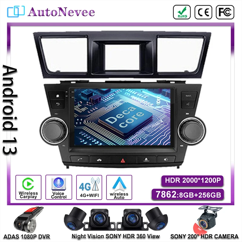 Android13 Auto Radio Stereo Screen FOR Toyota Highlander 2007-2013 Multimedia DVD NO 2DIN Carplay Car Player GPS Navigation HDR
Android13 Auto Radio Stereo Screen FOR Toyota Highlander 2007-2013 Multimedia DVD NO 2DIN Carplay Car Player GPS Navigation HDR