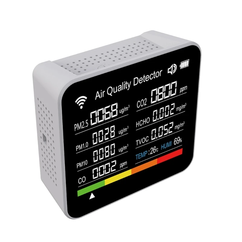 Air Quality Monitors, Indoor Air Quality Meter Detects PM2.5, Temperature, CO2, and Humidity, 9 in 1 Air Quality 40JE
Air Quality Monitors, Indoor Air Quality Meter Detects PM2.5, Temperature, CO2, and Humidity, 9 in 1 Air Quality 40JE