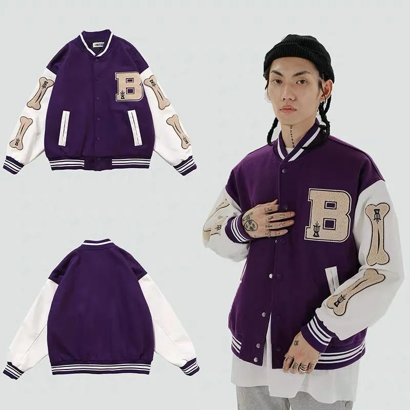 Varsity Baseball Bomber Jacket Women Hip Hop Harajuku Bone Letter Patchwork Leather Jackets Streetwear Men Unisex College Coats
Varsity Baseball Bomber Jacket Women Hip Hop Harajuku Bone Letter Patchwork Leather Jackets Streetwear Men Unisex College Coats