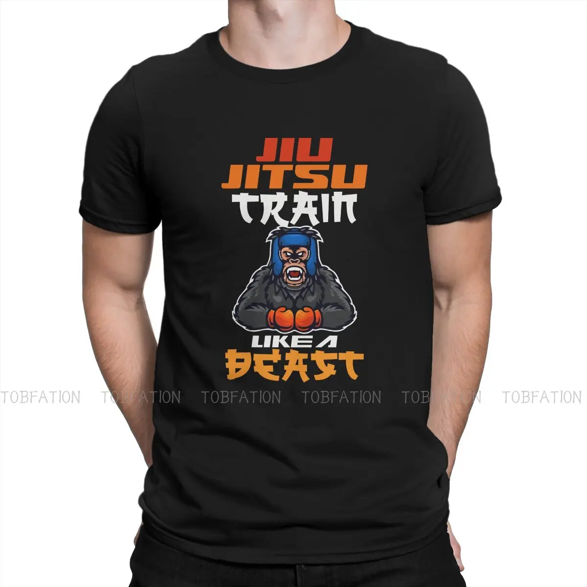 

Jiu Jitsu Man TShirt Train Like A Beast Grappling MMA Gorilla Classic Distinctive T Shirt Original Streetwear Hipster