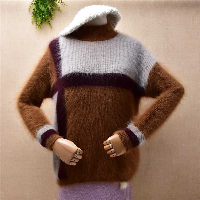 Женская трикотажная водолазка из ангоры, с длинным рукавом 
Женская трикотажная водолазка из ангоры, с длинным рукавом