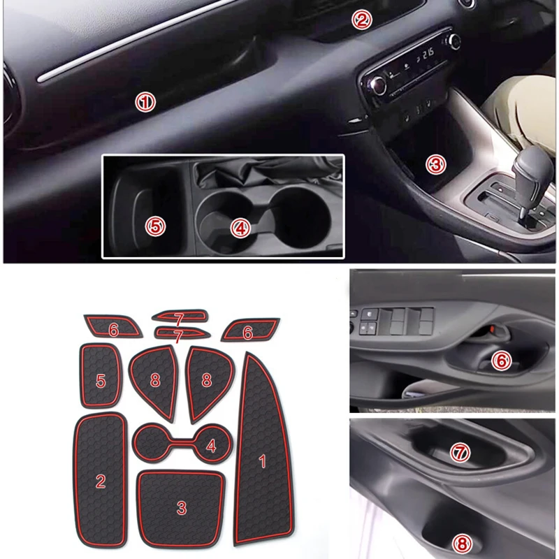 Car Rubber Anti-slip Mat Door Groove Cup Pad Phone Cushion Gate Slot Coaster for Toyota Yaris 2020 2021 Car Interior Accessories
Car Rubber Anti-slip Mat Door Groove Cup Pad Phone Cushion Gate Slot Coaster for Toyota Yaris 2020 2021 Car Interior Accessories