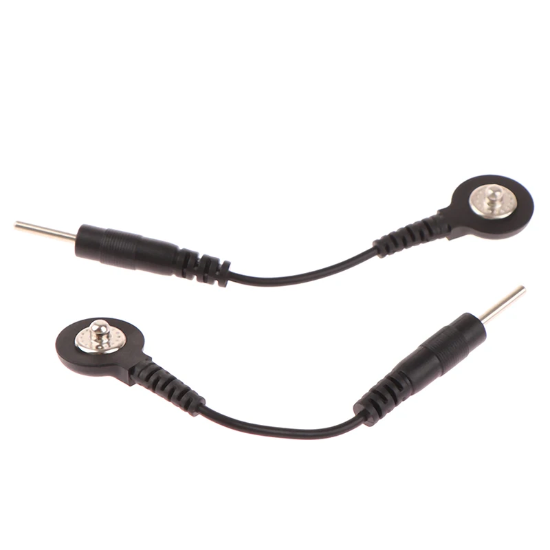 

2Pcs Electrode Lead Wire Connecting Cables Plug 2.0mm Snap 3.5mm Male connector cable Use For Massage Machine Device