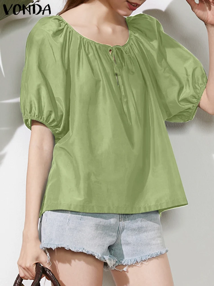 Women Bohemian Short Sleeve Tops 2023 Sexy Round Neck Summer Blouse VONDA Fashion Elegant Solid Color Shirts Baggy Blusas Femme
Women Bohemian Short Sleeve Tops 2023 Sexy Round Neck Summer Blouse VONDA Fashion Elegant Solid Color Shirts Baggy Blusas Femme