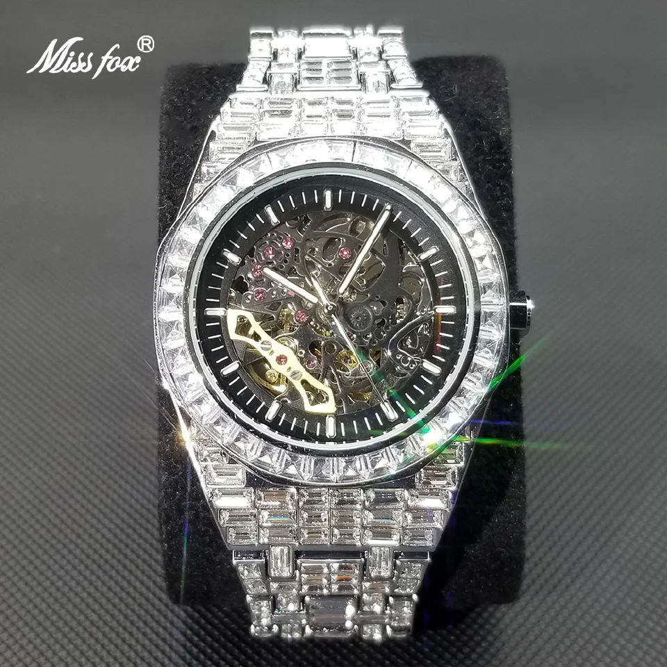MISSFOX Ice Out Automatic Watch For Men Tourbillon Mechanical Wristwatch Luxury Fully Diamond Hollow Dial Male Watches Gift 2022
MISSFOX Ice Out Automatic Watch For Men Tourbillon Mechanical Wristwatch Luxury Fully Diamond Hollow Dial Male Watches Gift 2022