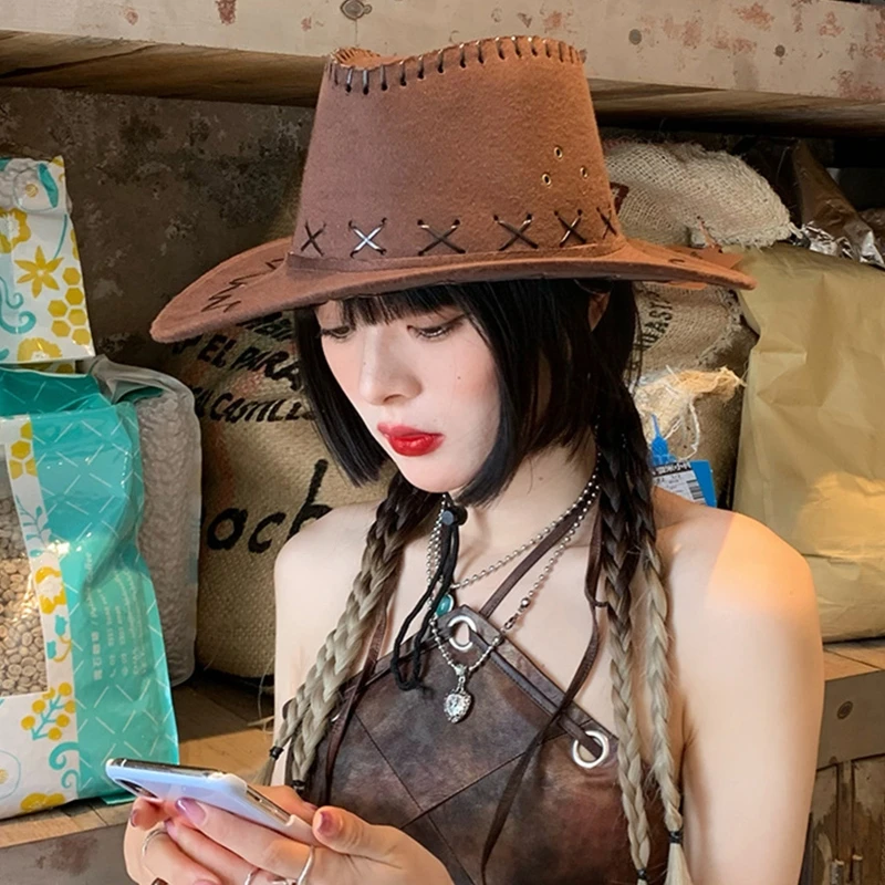 Stylish Western Cowboy Hat Wide Brim Cowgirl Hat All-match Jazz Hat Parent-child Suede Cowboy Hat Gift for Gatherings
Stylish Western Cowboy Hat Wide Brim Cowgirl Hat All-match Jazz Hat Parent-child Suede Cowboy Hat Gift for Gatherings