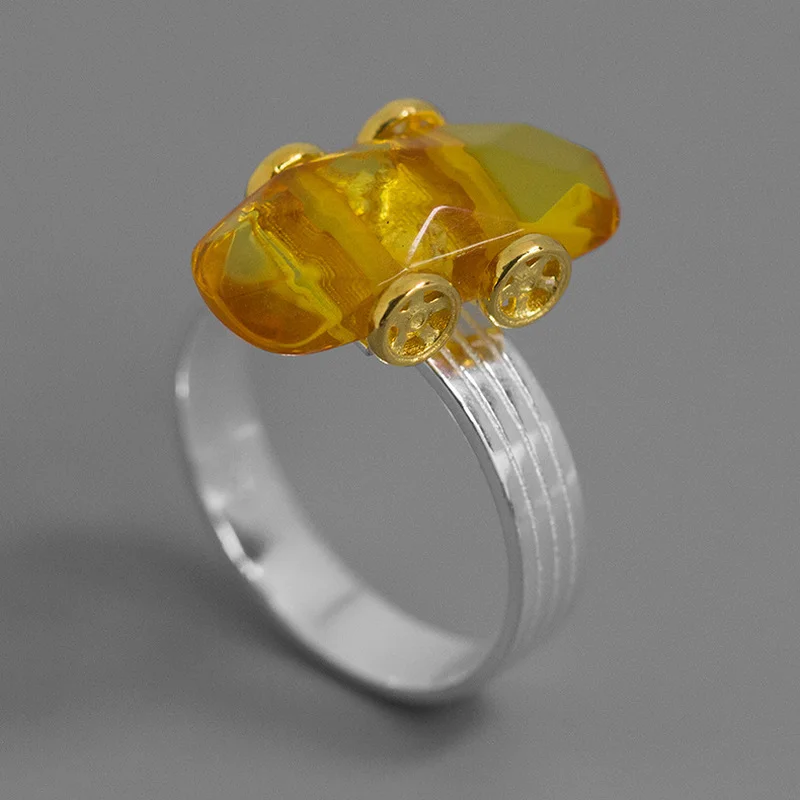 INATURE Natural Amber Tesla Car Rings for Women 925 Sterling Silver Finger Ring Party Jewelry
INATURE Natural Amber Tesla Car Rings for Women 925 Sterling Silver Finger Ring Party Jewelry