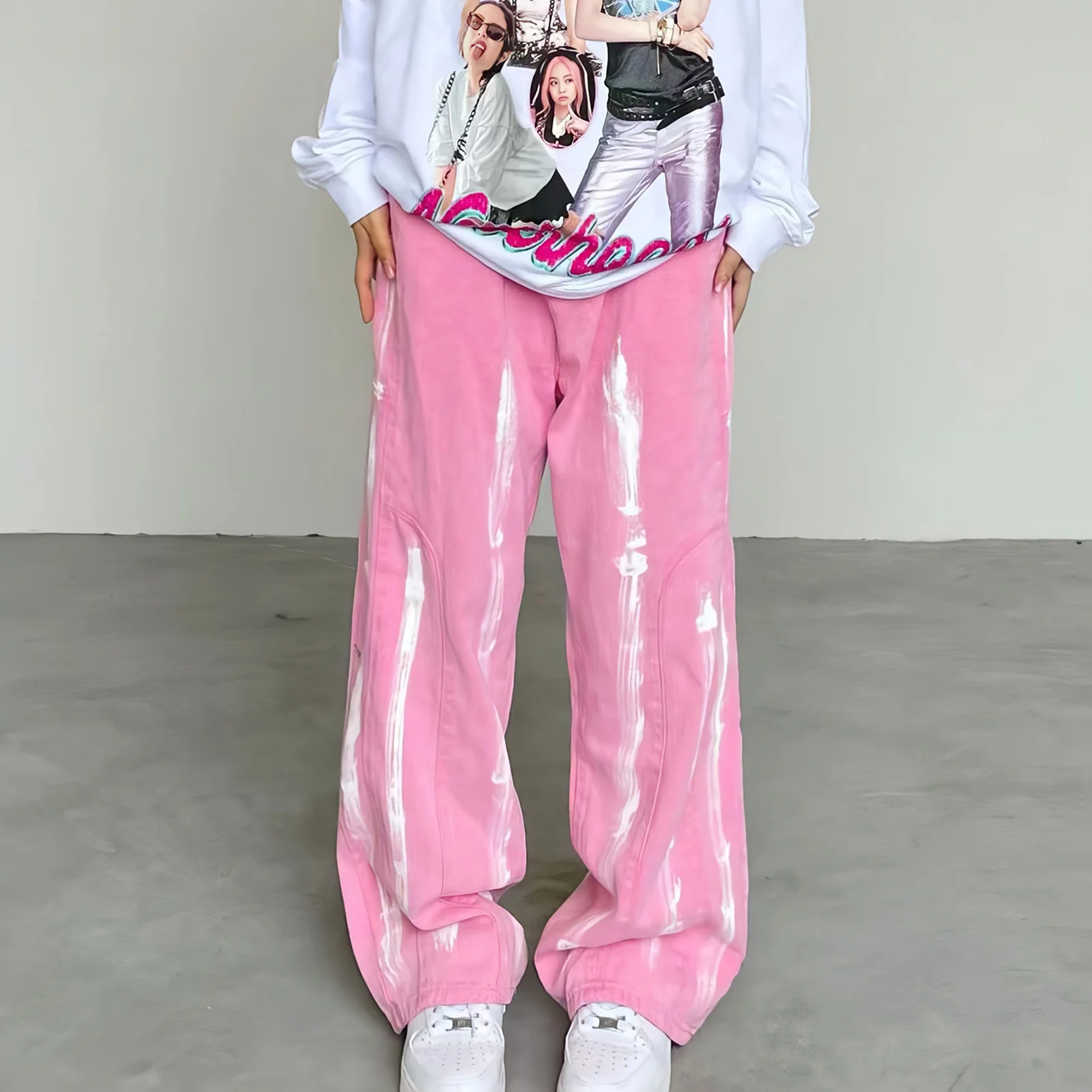 Pink Color Loose Casual Women Jeans Loose Straight Wide Leg Pants Streetwear High Waist Vintage Denim Trousers
Pink Color Loose Casual Women Jeans Loose Straight Wide Leg Pants Streetwear High Waist Vintage Denim Trousers