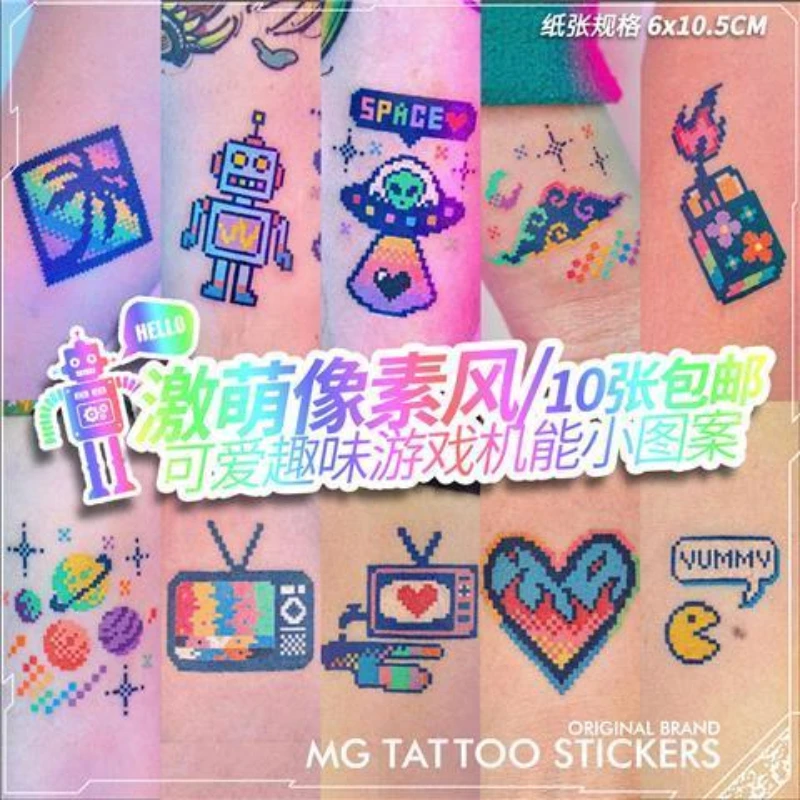 Pixel Game Tattoos Lasting Tattoo Stickers Waterproof Fake Tattoo for Woman Men Arm Clavicle Tattoo Cartoon Temporary Tattoos
Pixel Game Tattoos Lasting Tattoo Stickers Waterproof Fake Tattoo for Woman Men Arm Clavicle Tattoo Cartoon Temporary Tattoos