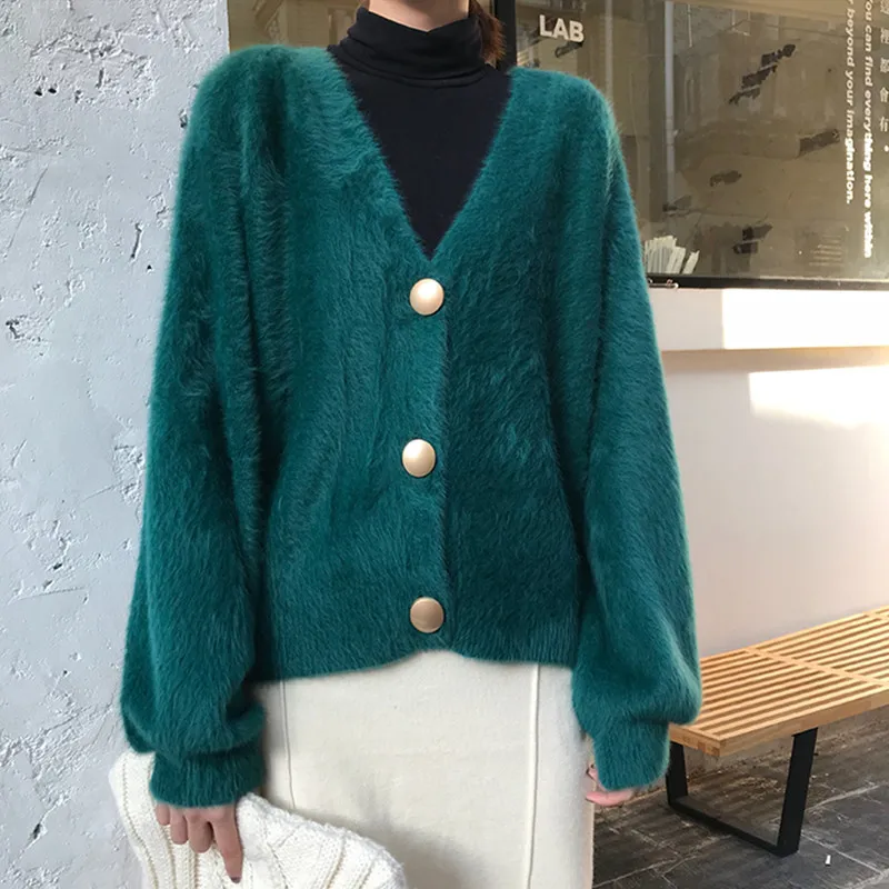Knitted Solid Color Cardigan Mink Women's Retro Autumn and Winter Women's Long-sleeved V-neck Diamond Plaid Loose Coat Women
Knitted Solid Color Cardigan Mink Women's Retro Autumn and Winter Women's Long-sleeved V-neck Diamond Plaid Loose Coat Women