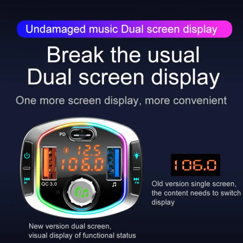 Backlit LED Bluetooth Car Adapter Handsfree FM Audio Transmitter For Car MP3 Player Dual USB Type C Audio Bluetooth Receiver Su
Backlit LED Bluetooth Car Adapter Handsfree FM Audio Transmitter For Car MP3 Player Dual USB Type C Audio Bluetooth Receiver Su