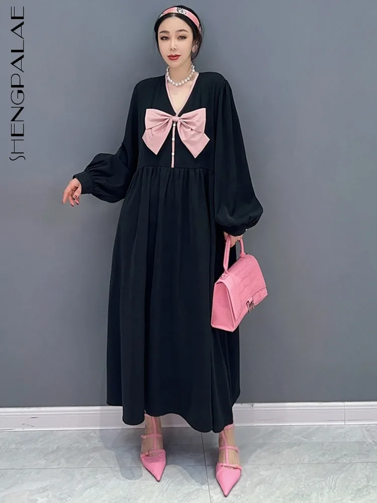 SHENGPALAE Korean Fashion Elegant Black Dress V-Neck Bowknot Princess Long Sleeve Casual Women's Robe 2023 Spring Vestido 5R1813
SHENGPALAE Korean Fashion Elegant Black Dress V-Neck Bowknot Princess Long Sleeve Casual Women's Robe 2023 Spring Vestido 5R1813