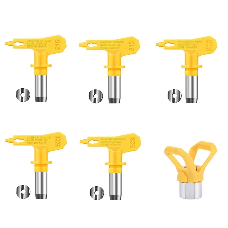 AT35 6Pcs Reversible Airless Paint Sprayer Nozzle Tips With Tip Guard Set, Sprayer Spraying Machine Parts With Nozzle Pad
AT35 6Pcs Reversible Airless Paint Sprayer Nozzle Tips With Tip Guard Set, Sprayer Spraying Machine Parts With Nozzle Pad