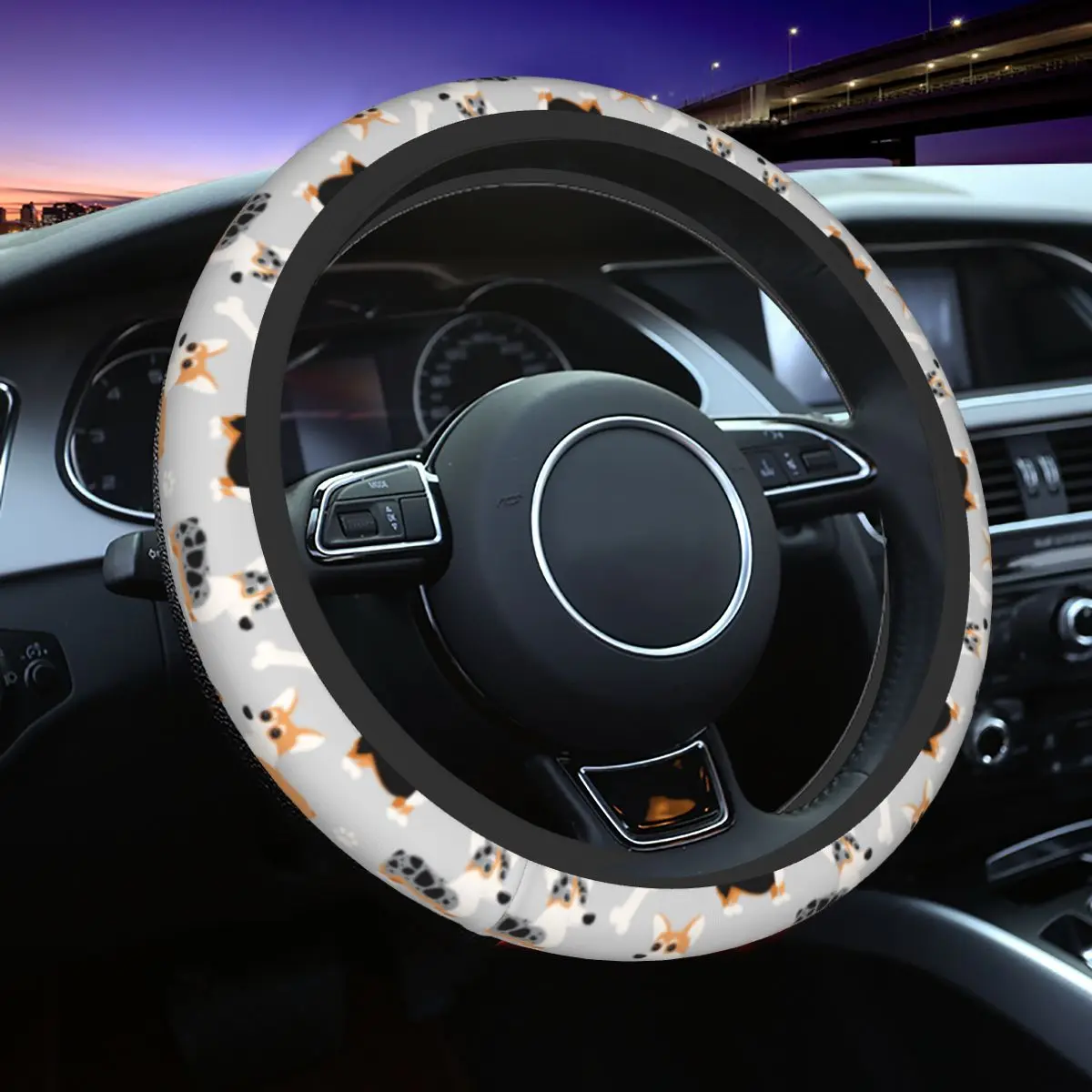 38cm Car Steering Wheel Cover Cute Corgi Pattern Gray Anti-slip Dog Auto Decoration Elastische Car Accessories
38cm Car Steering Wheel Cover Cute Corgi Pattern Gray Anti-slip Dog Auto Decoration Elastische Car Accessories