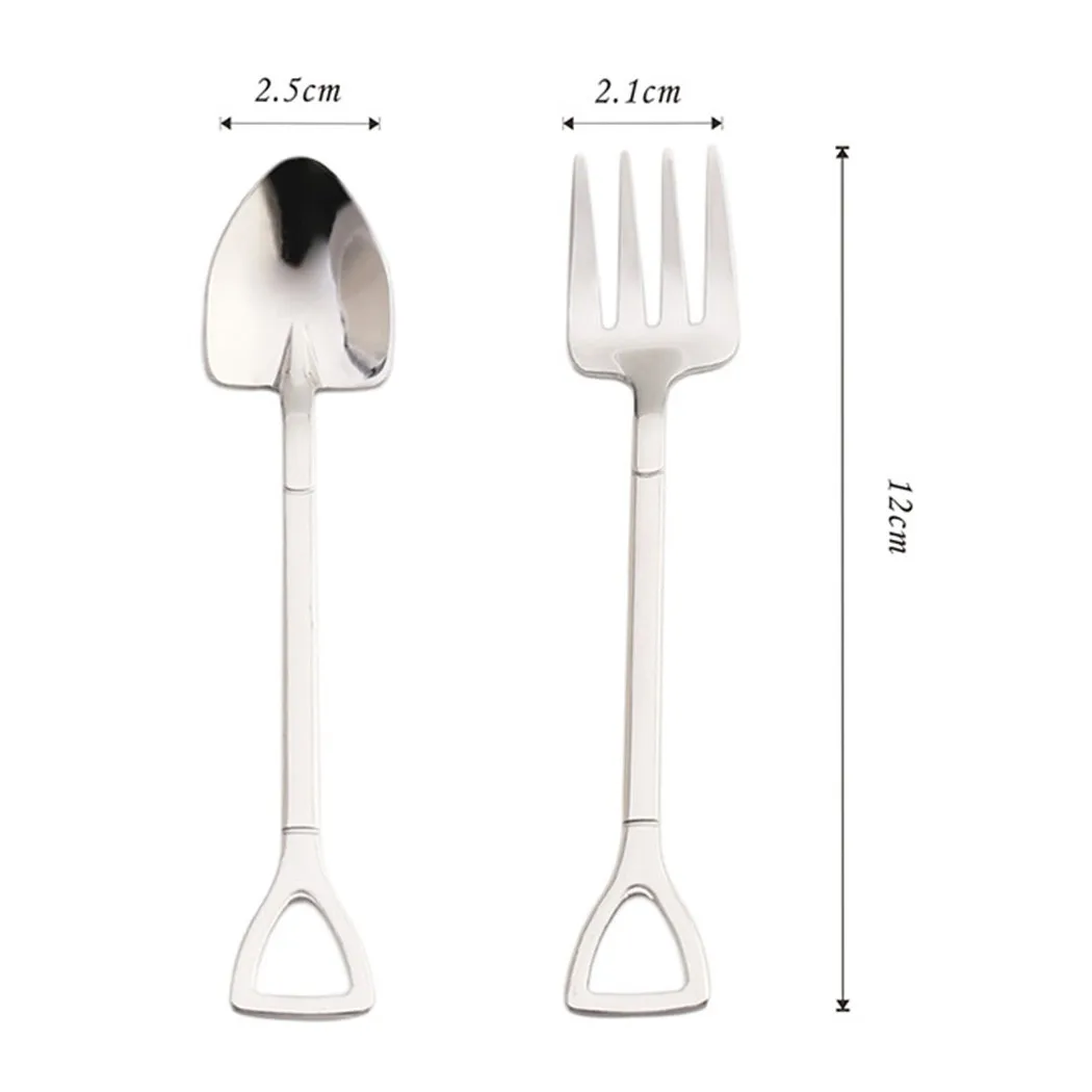 

Ice Cream Spoon Set Kitchen Pitchfork Shovel Small Stainless Steel Stirring Tableware Tools Coffee Dessert Fork