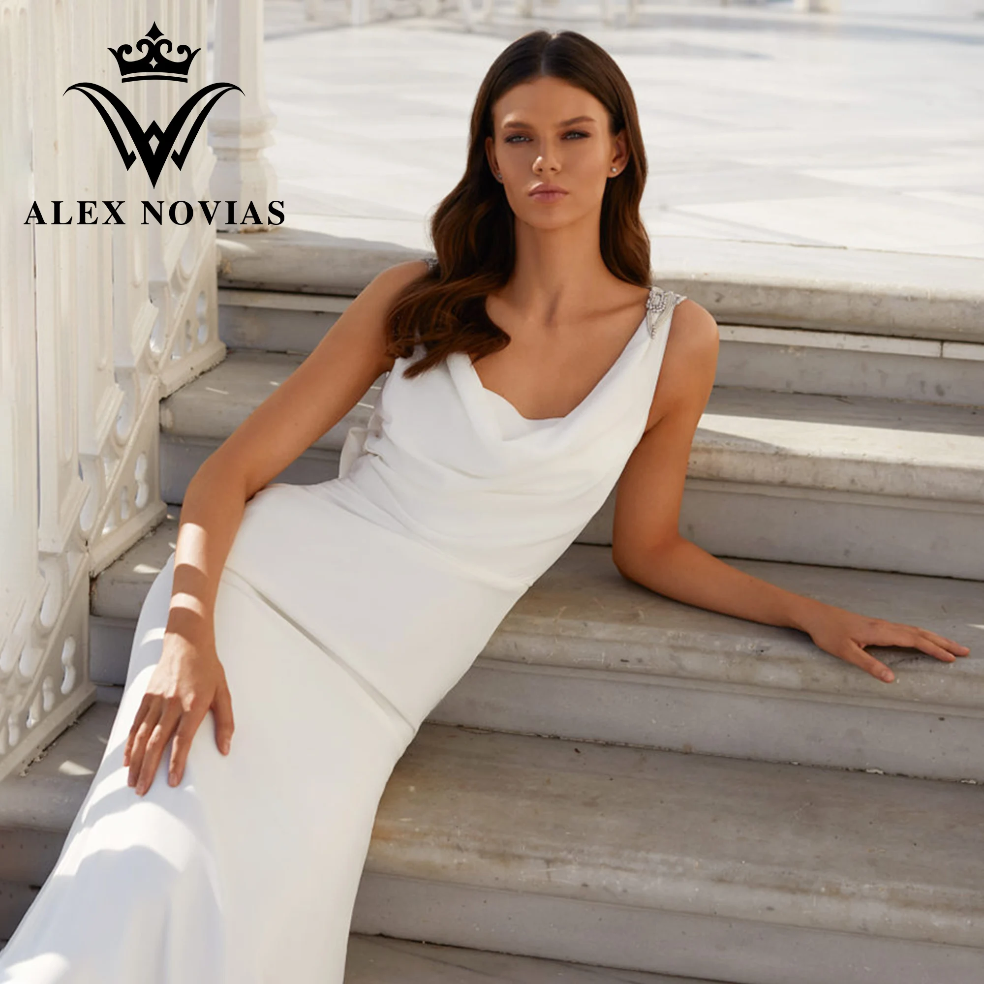 Женское атласное свадебное платье-Русалка ALEX NOVIAS, черное платье без рукавов с глубоким декольте, аппликацией и пуговицами, лето 2023
Женское атласное свадебное платье-Русалка ALEX NOVIAS, черное платье без рукавов с глубоким декольте, аппликацией и пуговицами, лето 2023