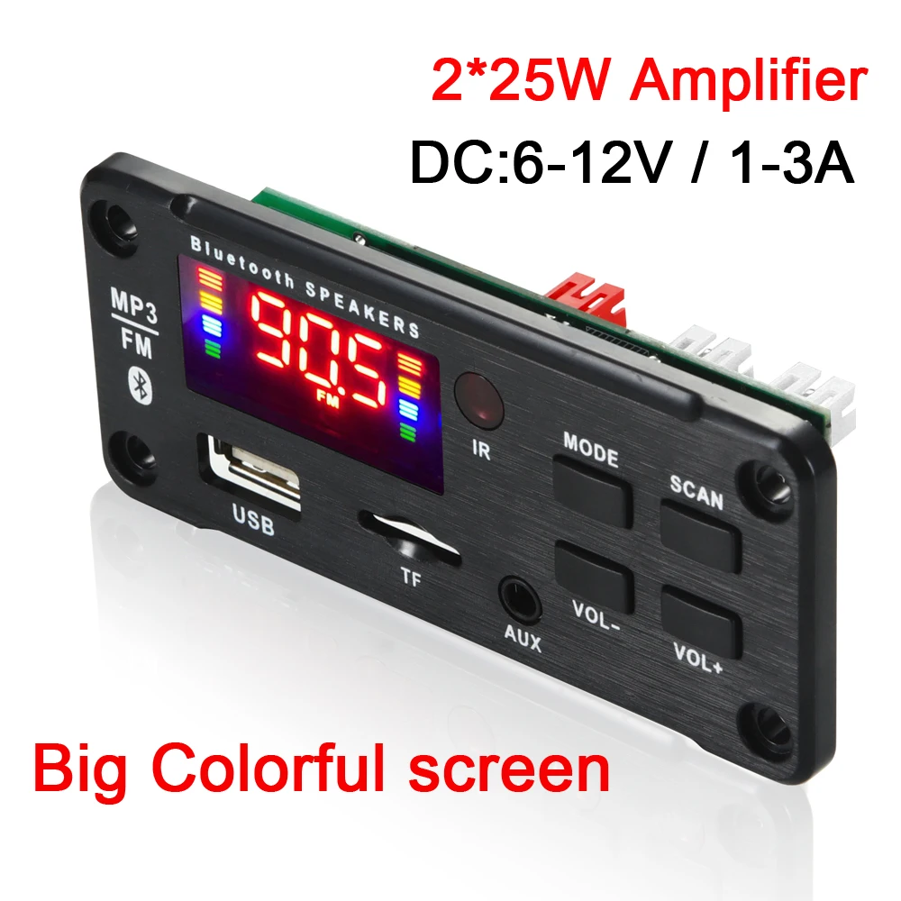 

2*25W Amplifier MP3 Bluetooth Decoding Board mp3 player Module Wireless Car USB TF Card Slot USB FM Remote Decoder Board Module