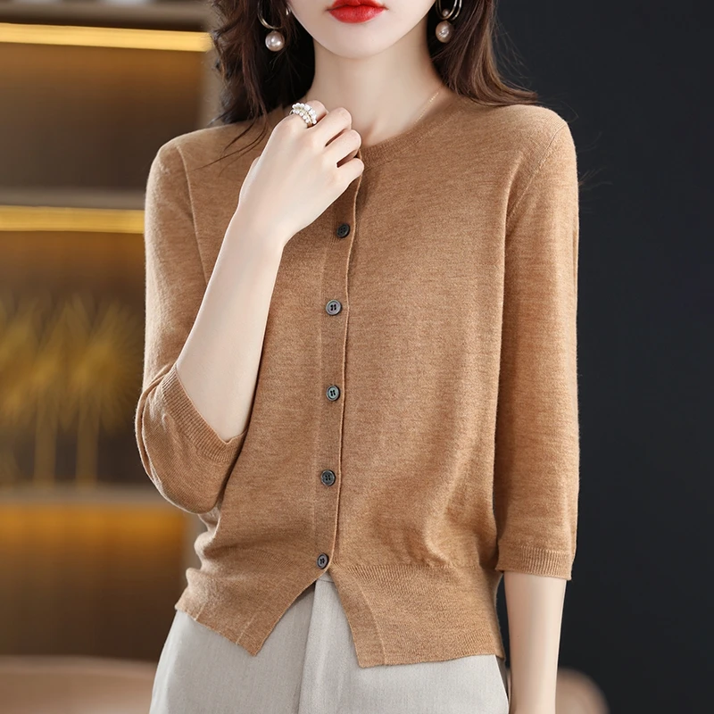 Wool Cardigan Women's Short-Sleeved Top Summer O Neck Thin Section Loose Sunscreen Three-Point Sleeve Jacket All-Match Trend XXL
Wool Cardigan Women's Short-Sleeved Top Summer O Neck Thin Section Loose Sunscreen Three-Point Sleeve Jacket All-Match Trend XXL