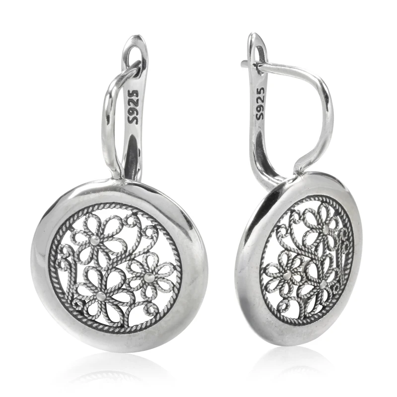 Elegant 925 Sterling Silver Geometric Round Hollow Flower Dangle Earrings for Women Vintage Wedding Party Fine Jewelry
Elegant 925 Sterling Silver Geometric Round Hollow Flower Dangle Earrings for Women Vintage Wedding Party Fine Jewelry