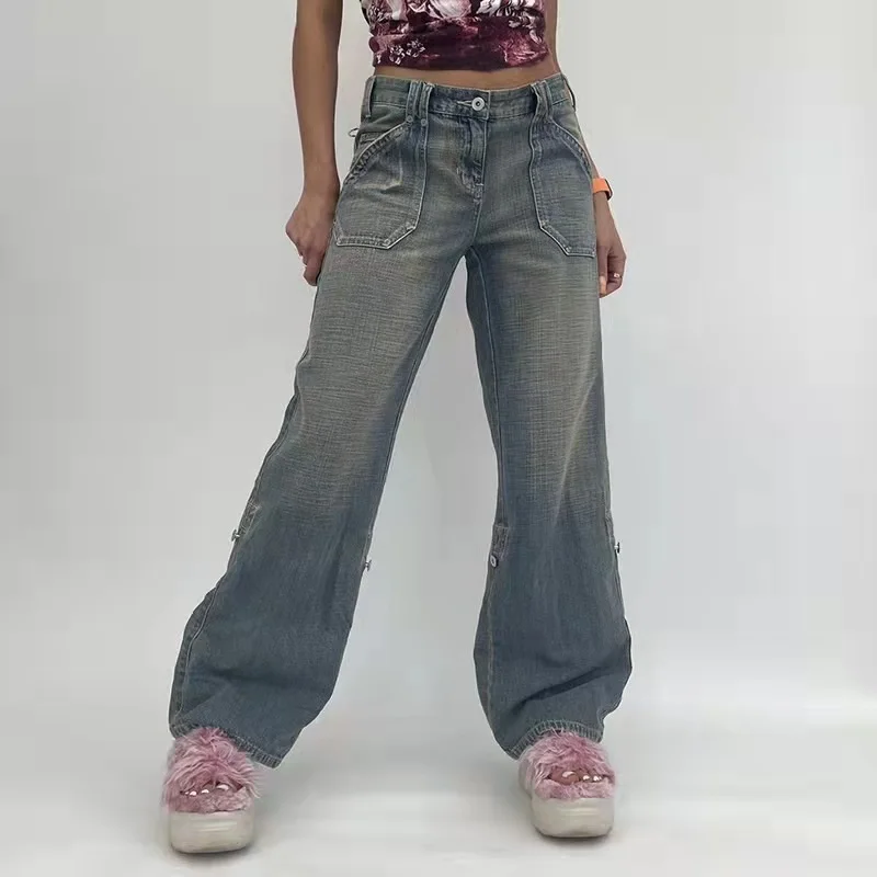 Xfhh Streetwear 2022 High Waist Baggy Jeans with Pockets Y2K Aesthetics Buckle Trim Wide-Leg Distressed Denim Pants Loose
Xfhh Streetwear 2022 High Waist Baggy Jeans with Pockets Y2K Aesthetics Buckle Trim Wide-Leg Distressed Denim Pants Loose