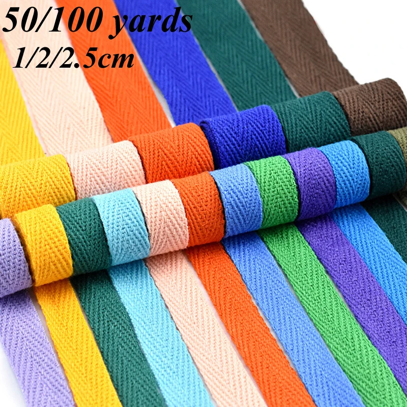 50/100 yards 1/2/2.5cm Colored 100% Cotton Ribbon Handmade Herringbone Ribbon Hand-woven DIY Sewing For Clothing Ties Sweaters
50/100 yards 1/2/2.5cm Colored 100% Cotton Ribbon Handmade Herringbone Ribbon Hand-woven DIY Sewing For Clothing Ties Sweaters