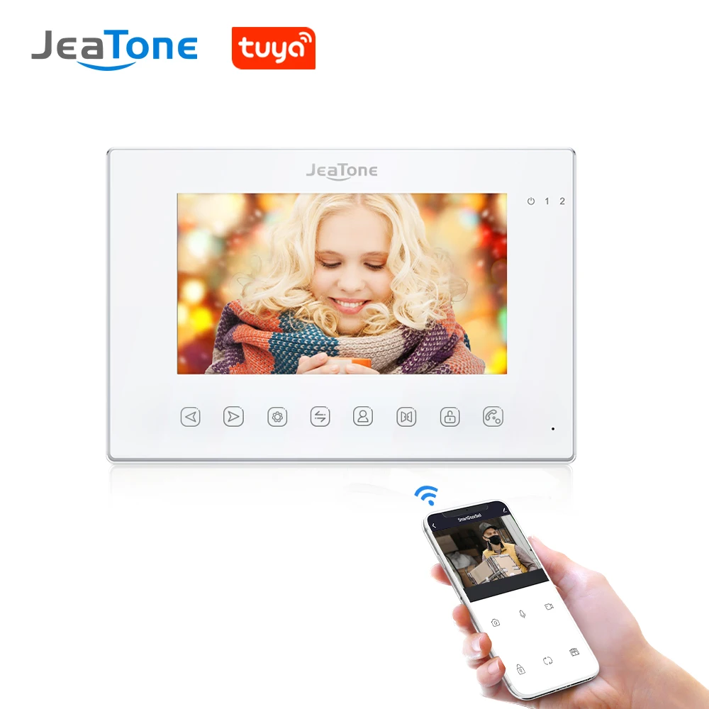 Jeatone Wifi Indoor 7 Inch Smart Home Video DoorPhone Intercom Screen System Photo Recording Taking Wall Mounting Monitor - купить по