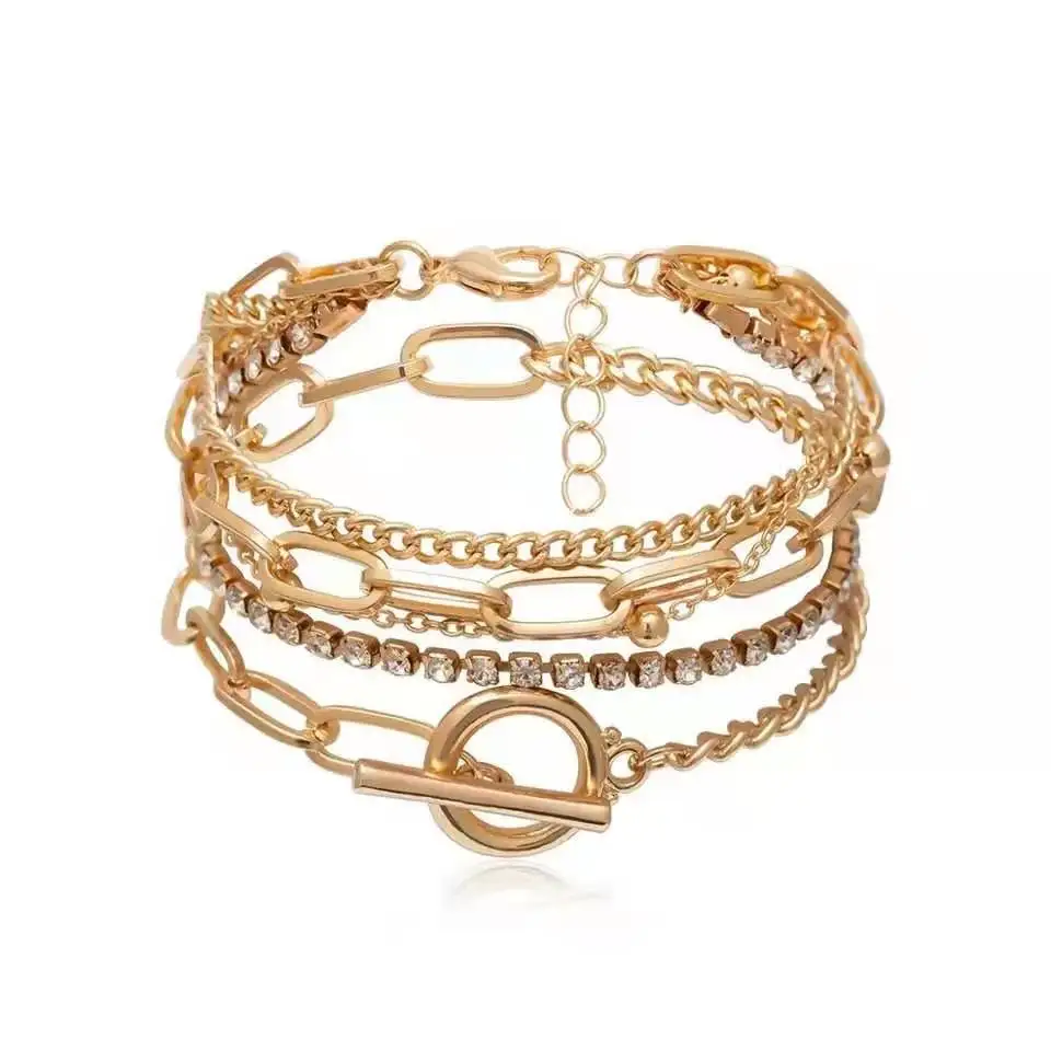 Fashion ol geometric ot buckle metal bracelet women's multi-layer creative diamond bead chain bracelet accessories
Fashion ol geometric ot buckle metal bracelet women's multi-layer creative diamond bead chain bracelet accessories