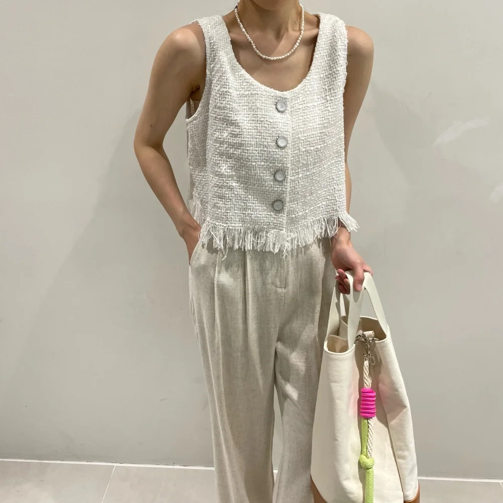 2023Casual jacket,Summer Small Fragrance Tassel Sleeveless single breasted Knitted Tee Vest Women Casual Knitwear T-shirt Loose
2023Casual jacket,Summer Small Fragrance Tassel Sleeveless single breasted Knitted Tee Vest Women Casual Knitwear T-shirt Loose