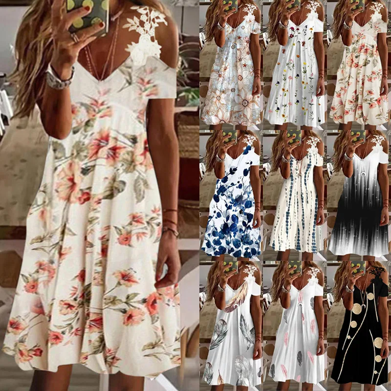 Women's Spring Summer New Retro Dress 2022 Fashion V-Neck Sexy Off-The-Shoulder Short Sleeve Printed Lace Casual Loose Dress
Women's Spring Summer New Retro Dress 2022 Fashion V-Neck Sexy Off-The-Shoulder Short Sleeve Printed Lace Casual Loose Dress