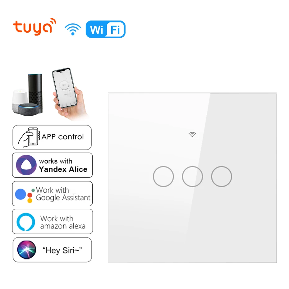 CBE Tuya Smart Life WiFi Wireless Remote Wall Smart Switch Voice Control Touch Sensor LED Light Switches Alexa Google Home 220V
CBE Tuya Smart Life WiFi Wireless Remote Wall Smart Switch Voice Control Touch Sensor LED Light Switches Alexa Google Home 220V