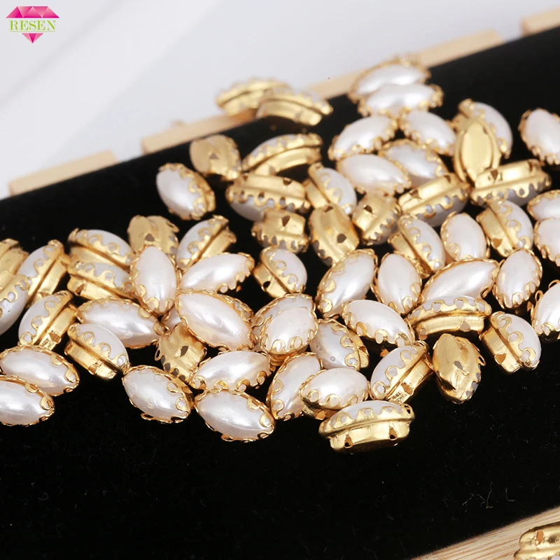 RESEN 5x10mm Horse Eye Sew On Pearl Claw Rhinestones Flatback Gold Claw Base Sewing ABS Pearls For Garments
RESEN 5x10mm Horse Eye Sew On Pearl Claw Rhinestones Flatback Gold Claw Base Sewing ABS Pearls For Garments