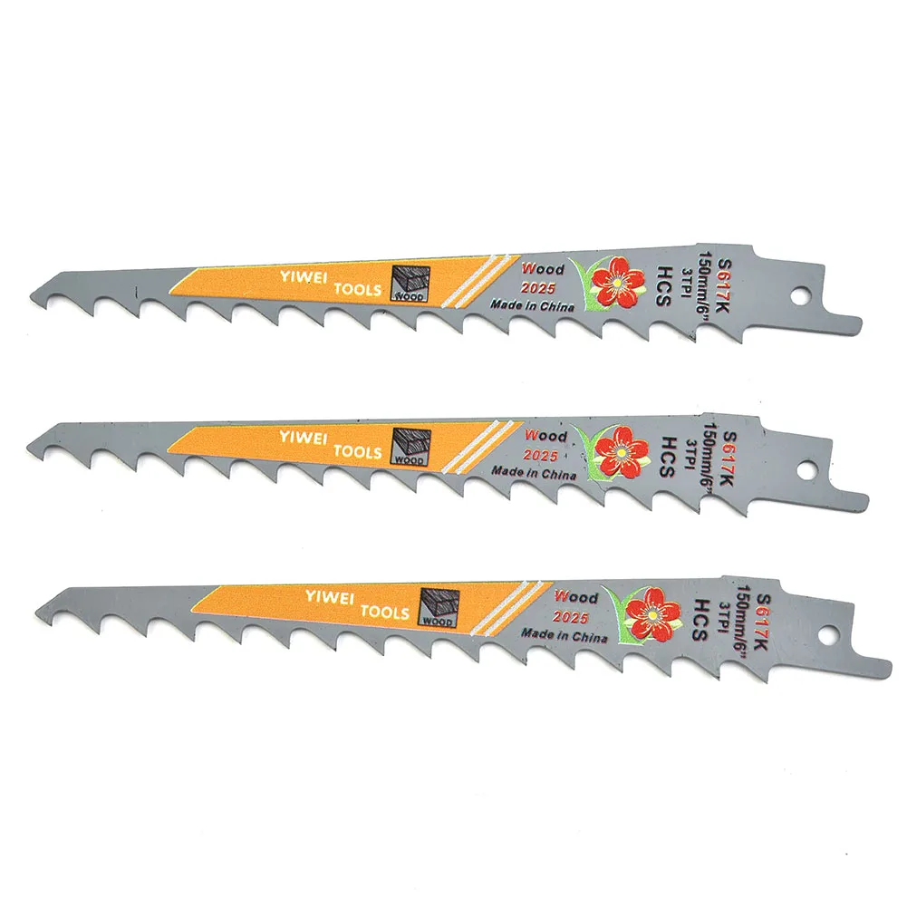 

3pcs 150mm 6 Inches 3 TPI HCS Saw Blades Pruning Reciprocating For Pruning Green Wood Cutting Wood Equipment DIY Tools