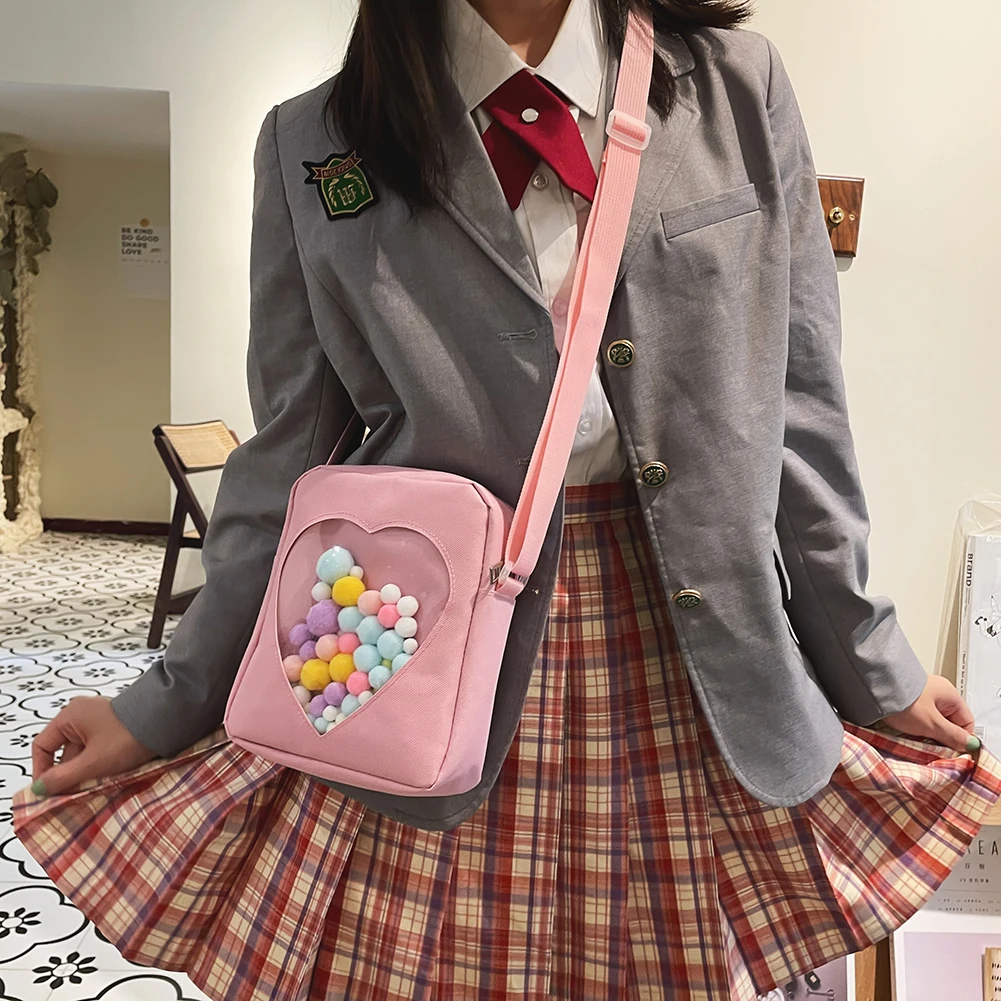 Transparent Love Itabag Crossbody Bag Kawaii Lolita Shoulder Bag Girl Japanese Ita Bag with Pendant Oxford Cloth Shoulder Bags
Transparent Love Itabag Crossbody Bag Kawaii Lolita Shoulder Bag Girl Japanese Ita Bag with Pendant Oxford Cloth Shoulder Bags