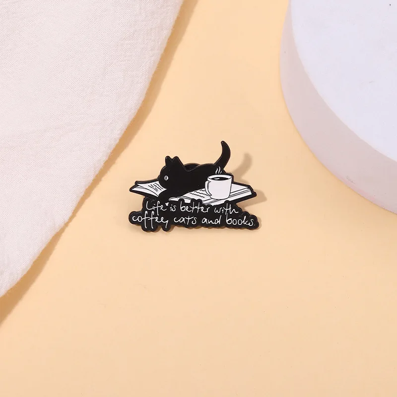 Fashion Cat Enamel Pin Life Is Better With Coffee And Book Brooches Shirt Lapel Bag Badge Cartoon Jewelry Gift for Friends Kids
Fashion Cat Enamel Pin Life Is Better With Coffee And Book Brooches Shirt Lapel Bag Badge Cartoon Jewelry Gift for Friends Kids