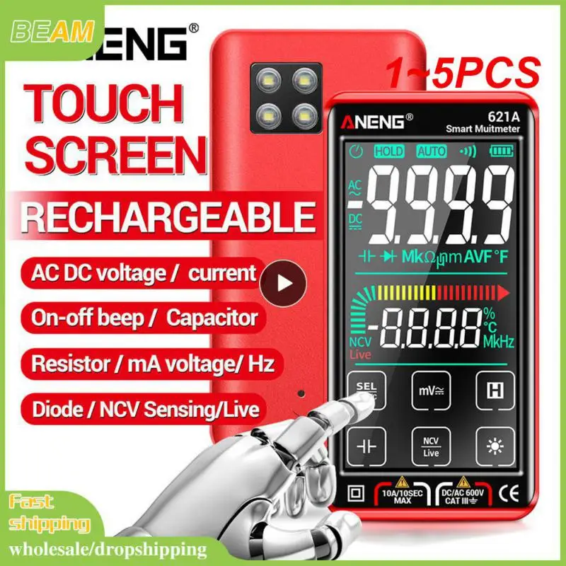 

1~5PCS 621A Smart Digital Multimeter Touch Screen Multimetro Tester transistor 9999 Counts True RMS Auto Range DC/AC 10A Meter