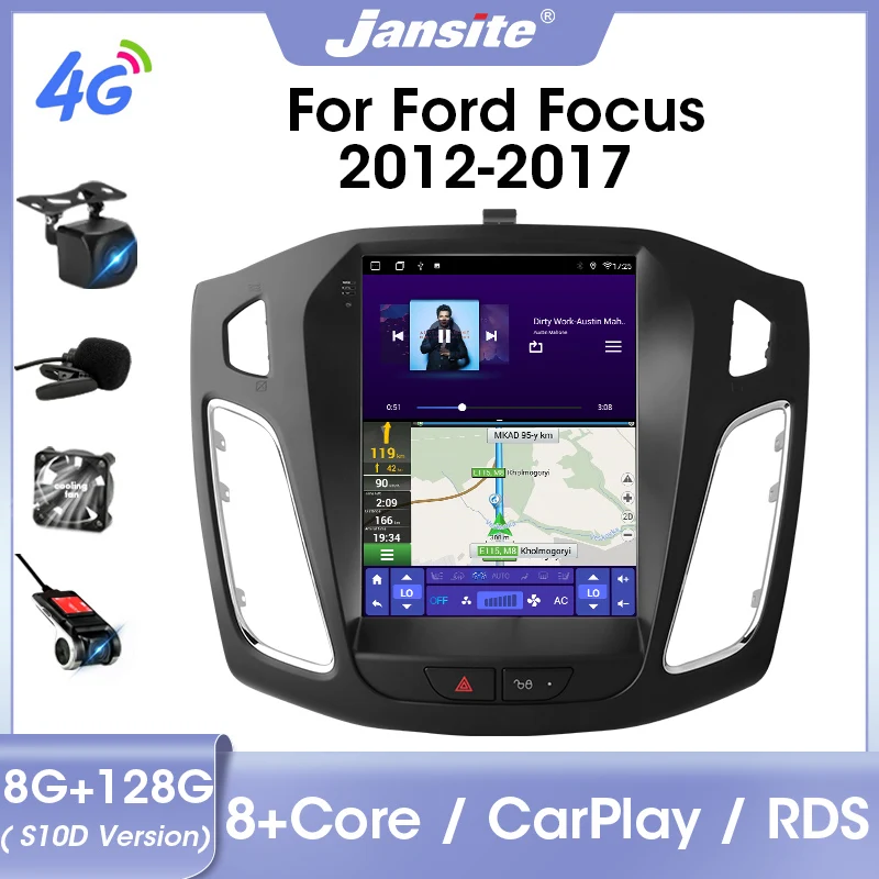 Магнитола Jansite для Ford Focus 3 Mk3 2012-2017 2 Din Android 11 мультимедийный проигрыватель видео 8