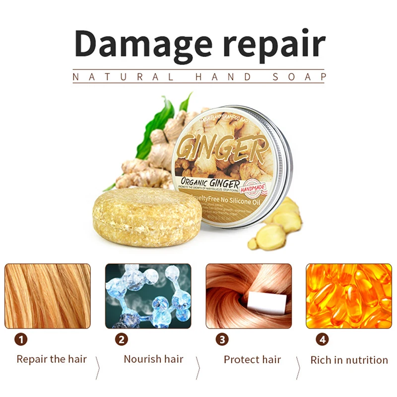 60g Ginger Hair Growth Shampoo Soap Hair Regrowth Anti Hair Loss Damage Repair
60g Ginger Hair Growth Shampoo Soap Hair Regrowth Anti Hair Loss Damage Repair