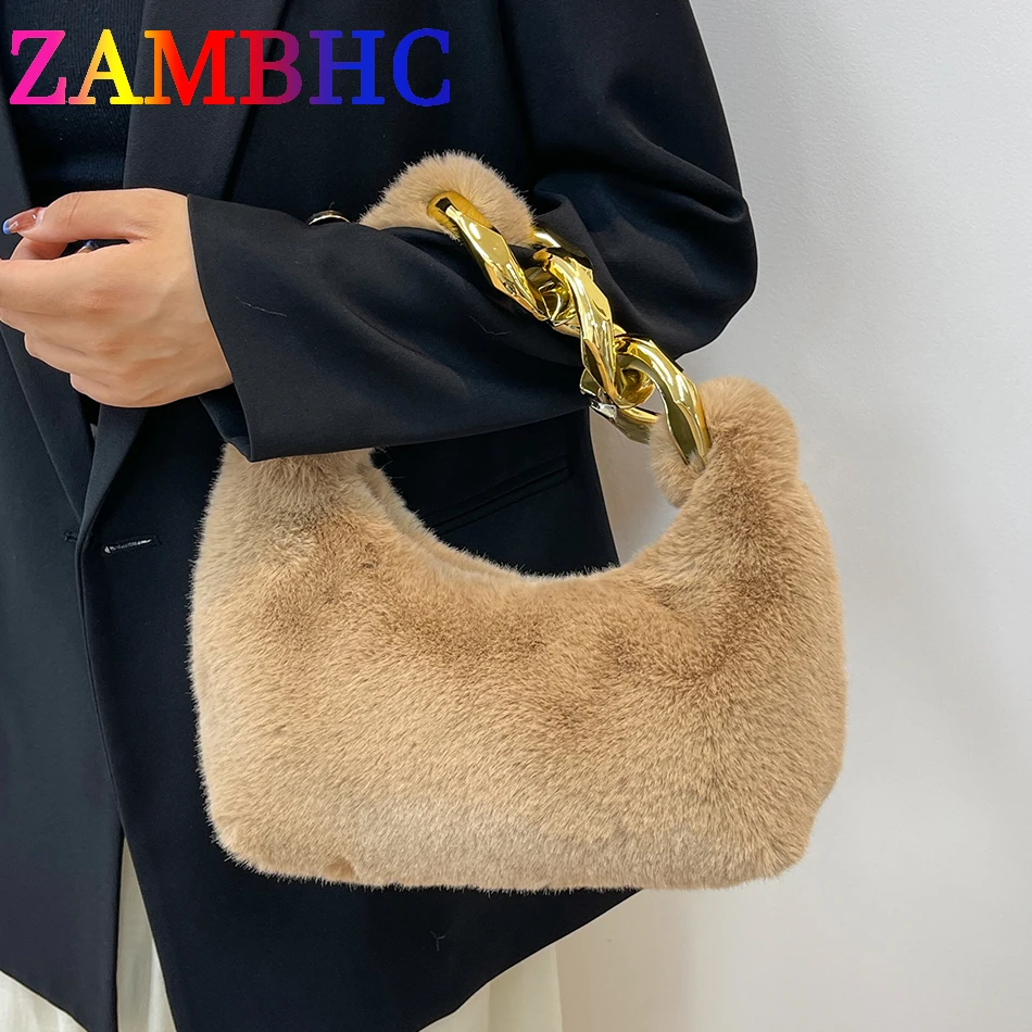 Luxury Fur Female Small Half Moon Bag Warm Plush Wrist Bags for Women Winter Fashion Chain Short Handle Clutch Cute Furry Totes
Luxury Fur Female Small Half Moon Bag Warm Plush Wrist Bags for Women Winter Fashion Chain Short Handle Clutch Cute Furry Totes