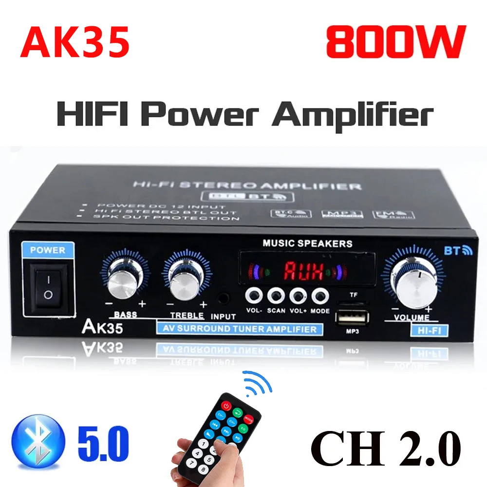 AK45 AK380 G919H AK35 800W Home Digital Amplifiers 100-240V 12V Bass Audio Power Bluetooth AMP Hifi FM Subwoofer Speakers
AK45 AK380 G919H AK35 800W Home Digital Amplifiers 100-240V 12V Bass Audio Power Bluetooth AMP Hifi FM Subwoofer Speakers