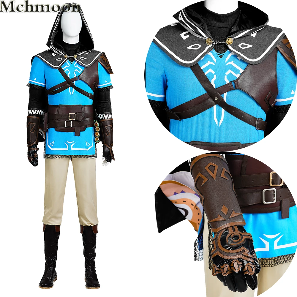 

Halloween Carnival Game Outfit Legend Tears Of The Kingdom Costume Hero Link Cosplay Complete Dressing With Cape Waist Props