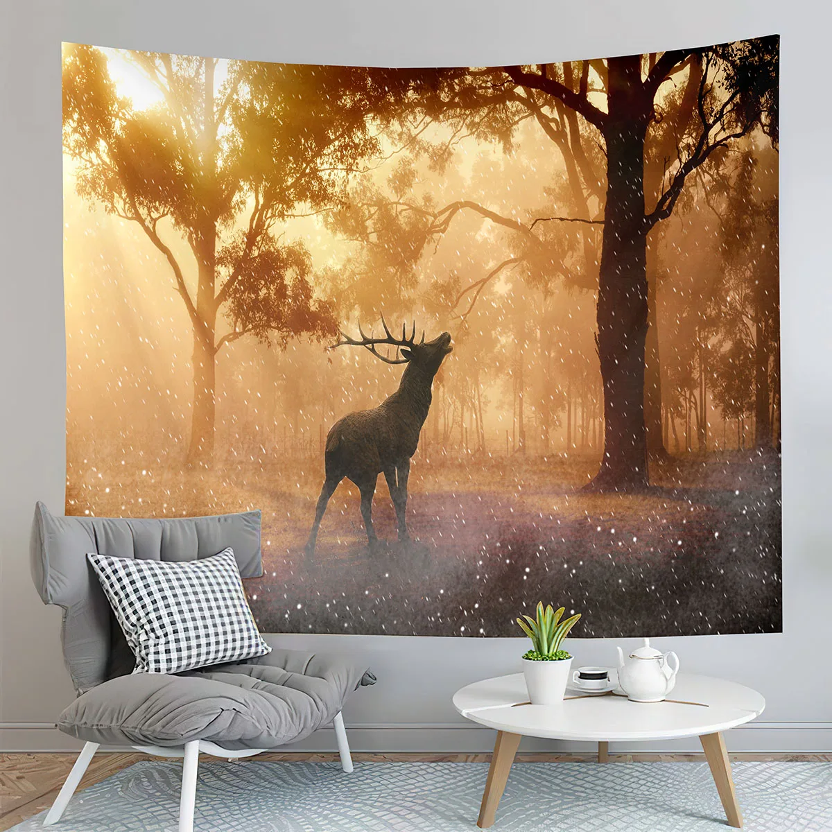 

Animal Elk Tapestry Nature Wildlife Tapestry Autumn Forest Sunset Tapestry Wall Hanging Tapestries Bedroom Home Living Room Dorm