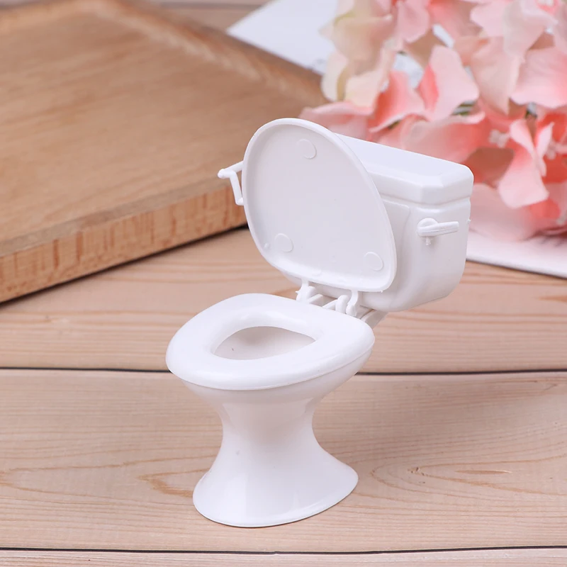 

1PC Dollhouse Furniture Vintage Bathroom Modeling White Toilet Doll House Miniature Baby Pretend Toys Dolls Accessories Gift