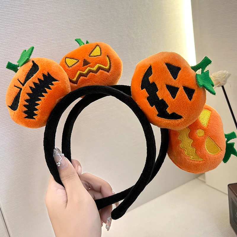 

Halloween Funny Pumpkin Hair Hoop Amusement Park Cute Plush Non slip Face Wash High Head Hoop Hair Ornament Headwear
