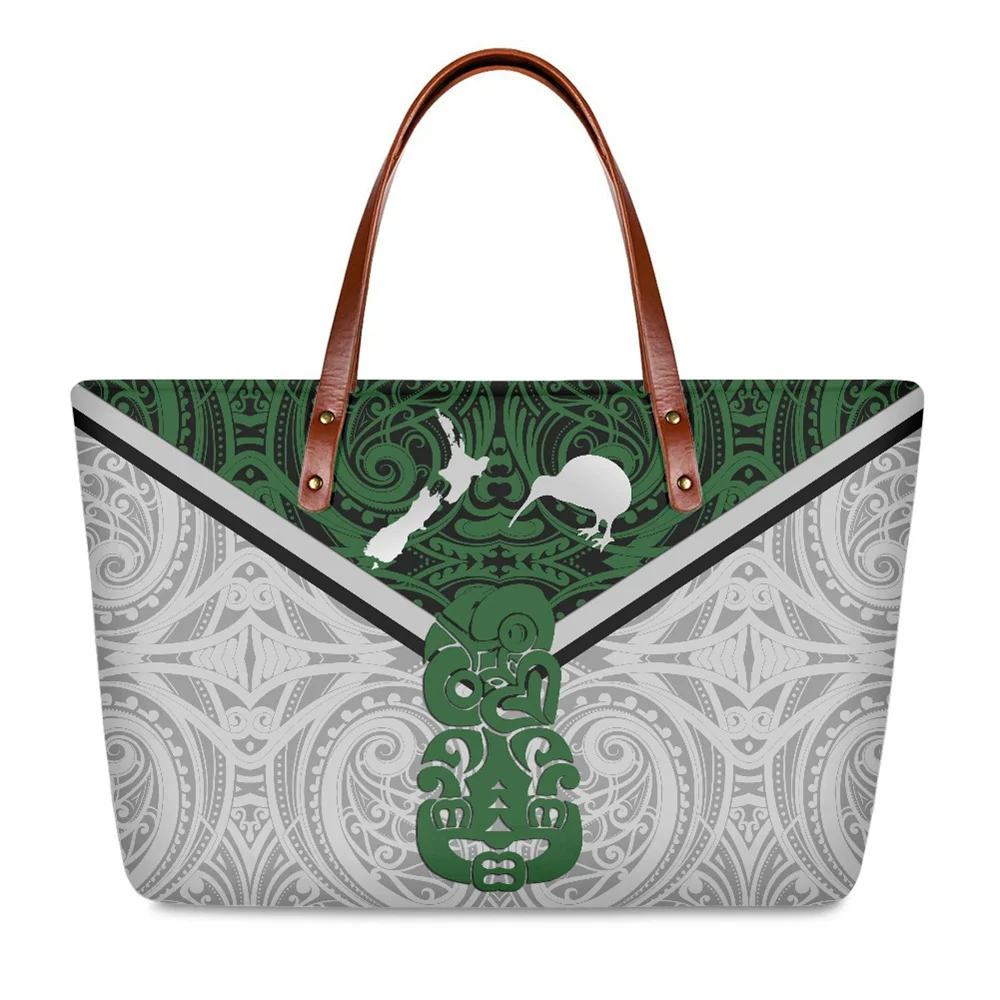 Maori Tiki Art Silver Fern Luxury Handbags For Women Polynesian Tribal Maori Tattoo Print Women Handbags Custom Lady Handbags 
Maori Tiki Art Silver Fern Luxury Handbags For Women Polynesian Tribal Maori Tattoo Print Women Handbags Custom Lady Handbags