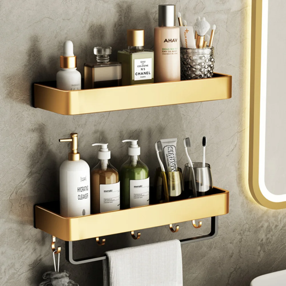 Luxury Bathroom Shelves Golden Punch-Free Shower Storage Organizer Rack With Towel Kitchen Rack Bathroom Accessories
Luxury Bathroom Shelves Golden Punch-Free Shower Storage Organizer Rack With Towel Kitchen Rack Bathroom Accessories