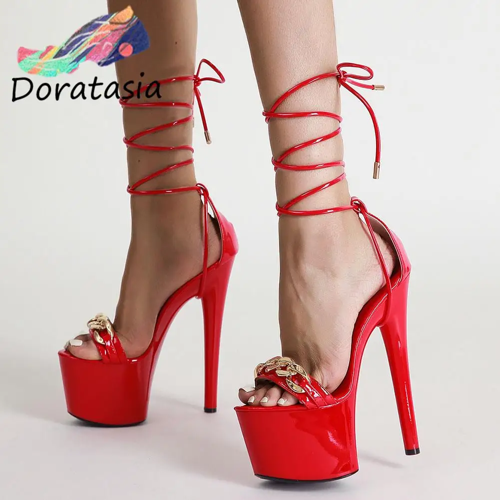 DORATASIA Dropshipping Ladies Sandals Candy Color Cross Tied Stiletto High Heel Platform Metal women's Sandals Gladitor Shoes
DORATASIA Dropshipping Ladies Sandals Candy Color Cross Tied Stiletto High Heel Platform Metal women's Sandals Gladitor Shoes