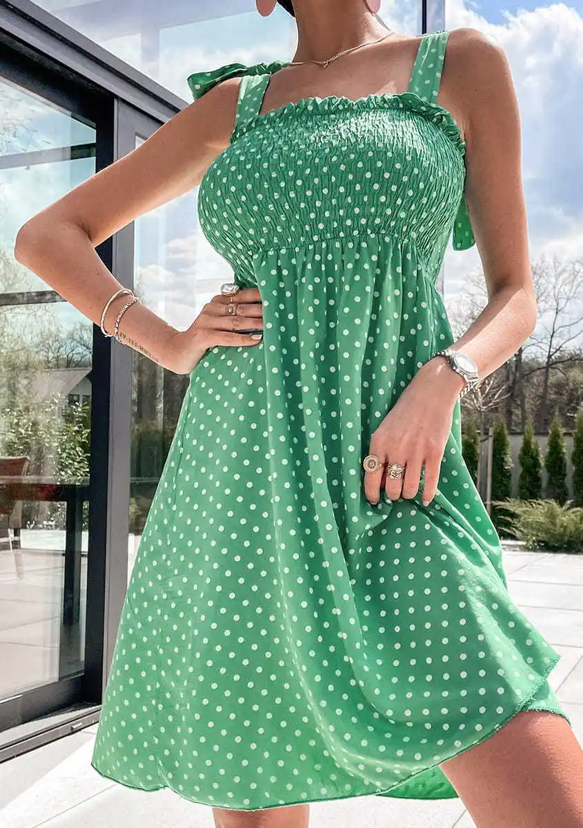 

Новинка 2023, женское летнее платье TSACTE в горошек в стиле ретро, новое приталенное платье на бретельках с цветочным принтом, женское повседневное миди-платье без рукавов